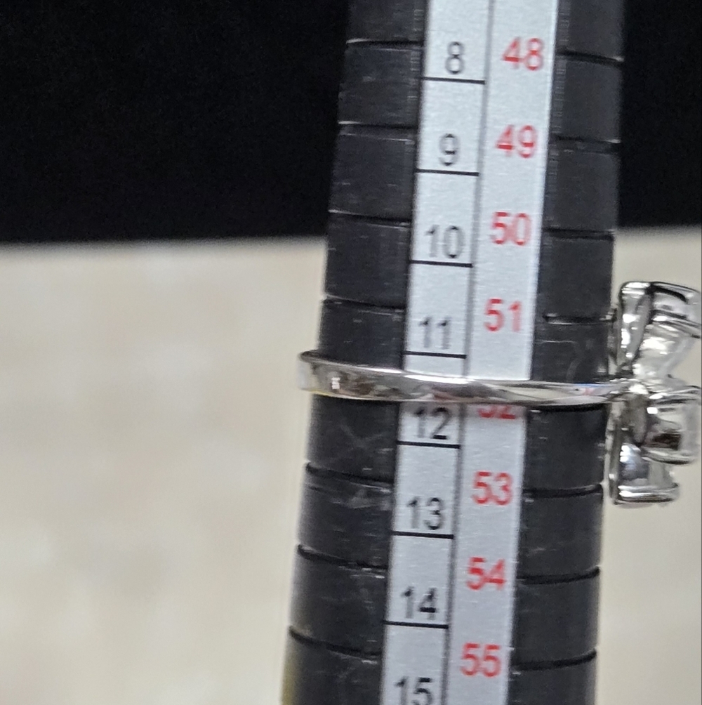 Sterling Silver 925 Rhinestones Floral Ring Size 6 Weigt 2g - Picture 11 of 17